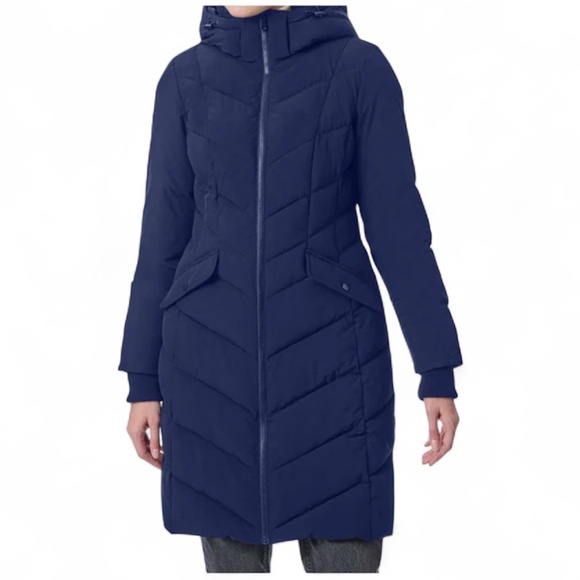 Bernardo Navy Puffer Coat, Size XL NEW - Picture 2 of 7